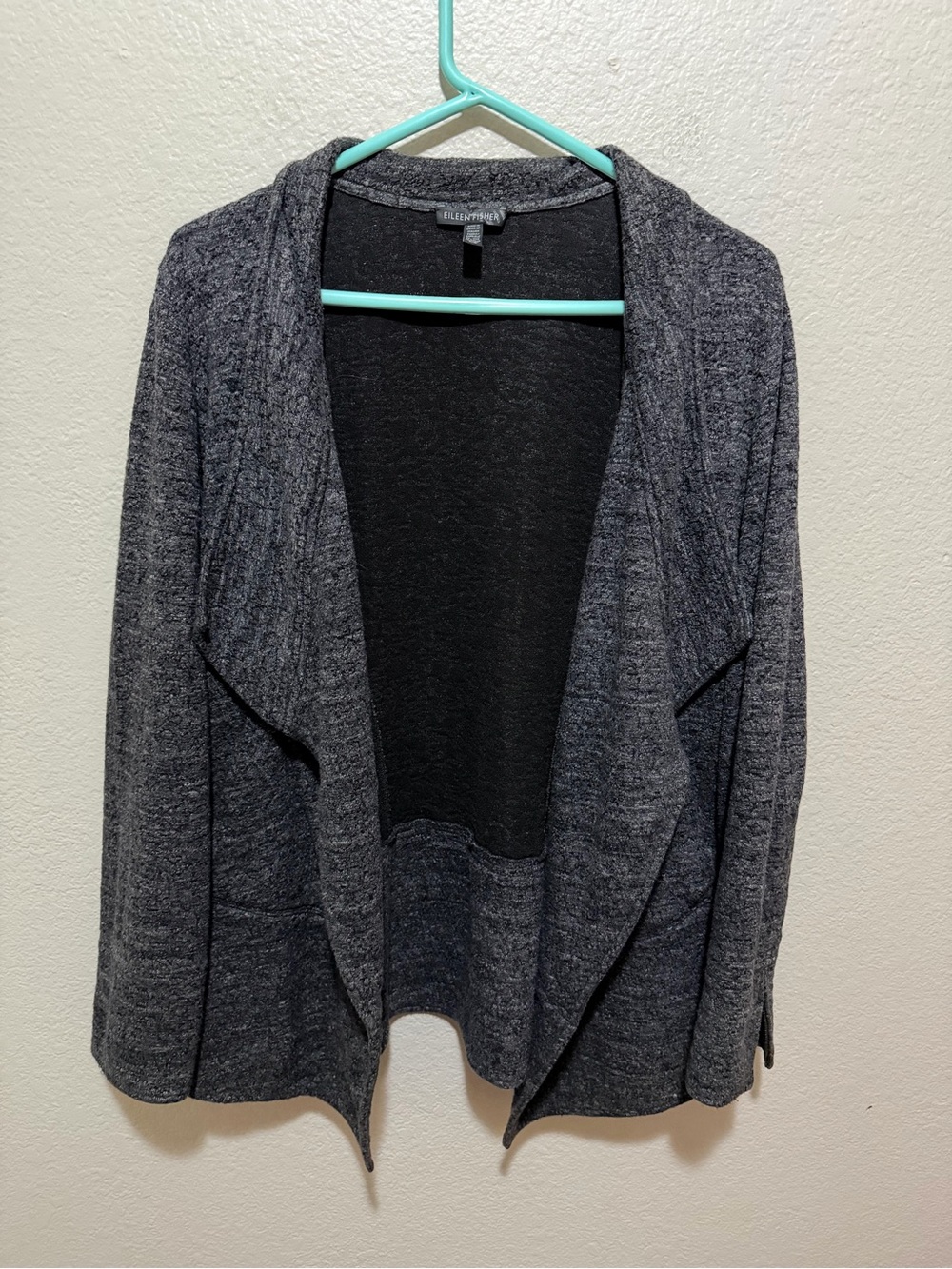 Eileen Fisher Open Front Jacket Charcoal Gray Cotton Blend Size Large
